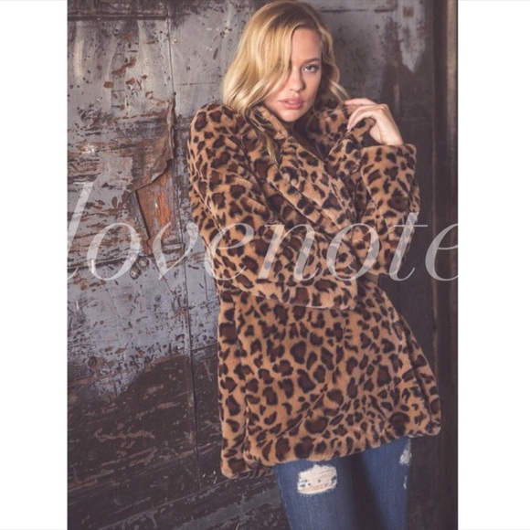 lovenote Jackets & Blazers - 1 left • M! Leopard Faux Fur Coat Jacket Cardigan